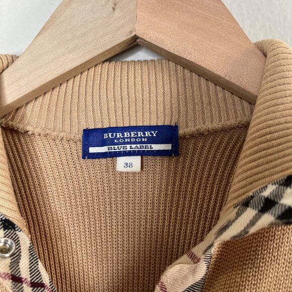 Burberry Blue Label Sleeveless Ribbed Collared Nova Check Trim Top 38 Japan S US - Picture 3 of 11